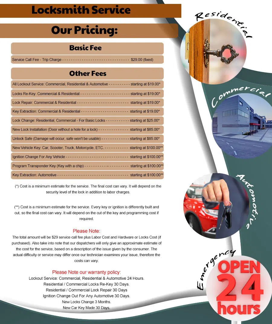 Interstate Locksmith Shop Plymouth, MI 313-483-8664 - pricing